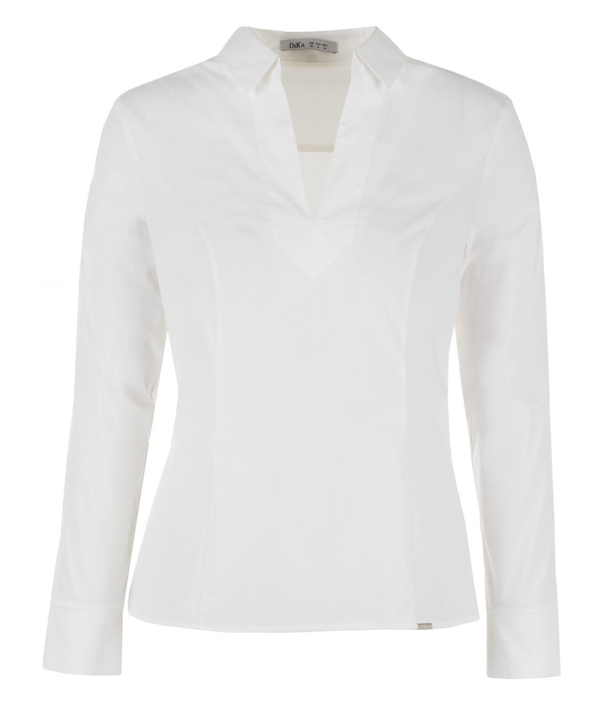 Fitted cotton shirt with V-neck 0